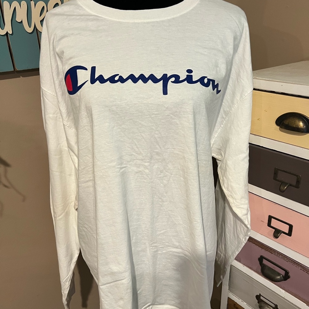 Champion White Athletic Long Sleeve Tee